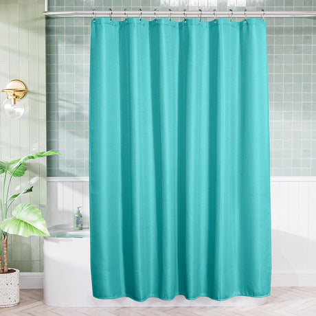 AmazerBath Teal 240 GSM waffle shower curtain for bathroom use