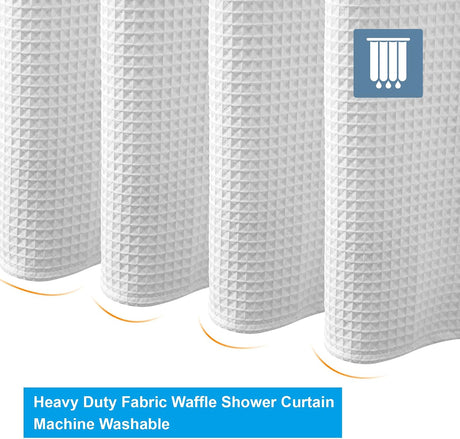 AmazerBath Matte White 240 GSM waffle shower curtain for bathroom use