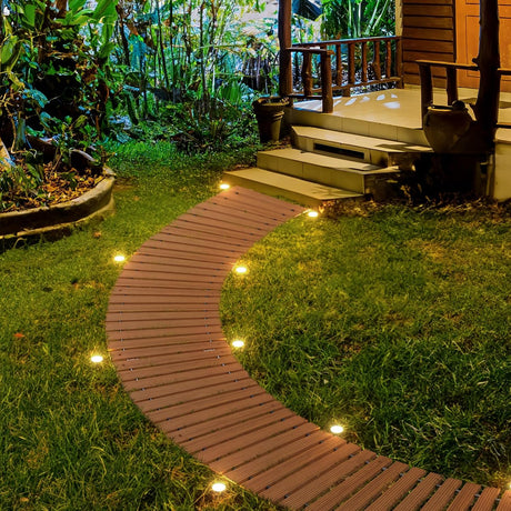 AmazerBath Wooden Garden Pathway, Curved Walkway in Natural, 6 FT, detail image showing product design and key features.