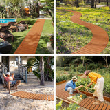AmazerBath Wooden Garden Pathway, Curved Walkway in Natural, detail image showing product design and key features.