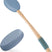 AmazerBath Slate Blue back lotion applicator with a long bamboo handle, textured EVA pad, non-slip grip, and hanging loop.