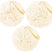Three cream bath loofahs from the set of three are shown on white, displaying the soft mesh construction and product color.