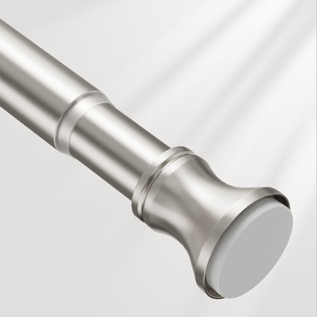 AmazerBath nickel spring tension shower curtain rod shown on a clean background for adjustable bathroom installation.