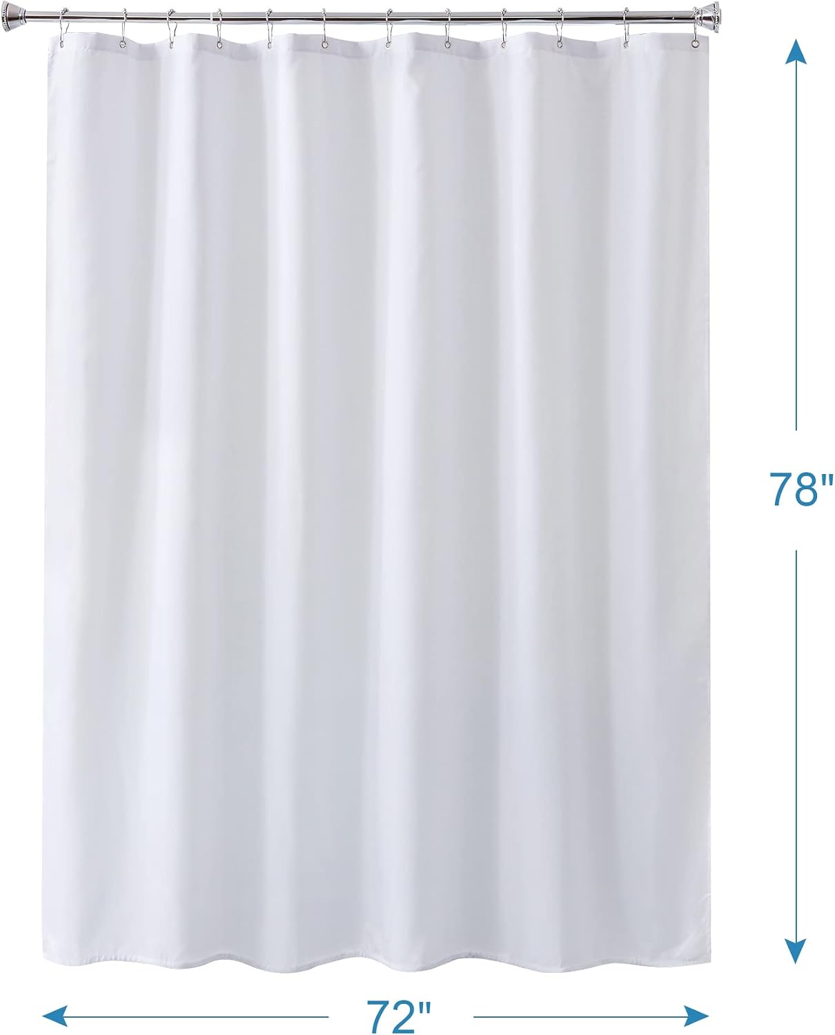 AmazerBath Waterproof Fabric Shower Curtain Liner, 120 GSM & Machine Washable in White, main product image.