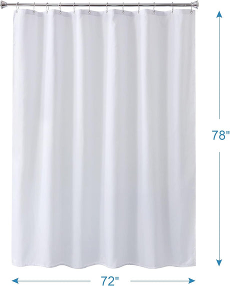 AmazerBath Waterproof Fabric Shower Curtain Liner, 120 GSM & Machine Washable in White, main product image.