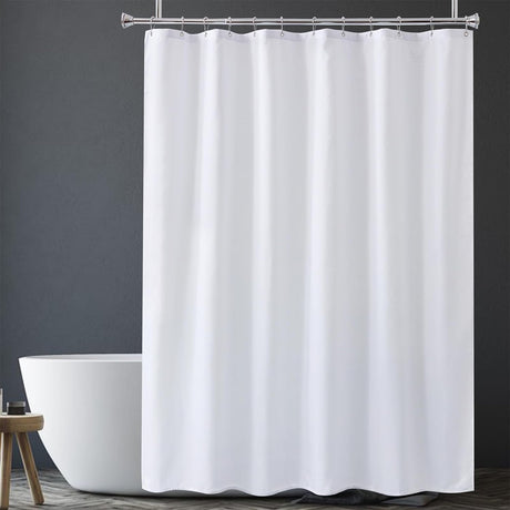 AmazerBath Waterproof Fabric Shower Curtain Liner, 120 GSM & Machine Washable in White, main product image.