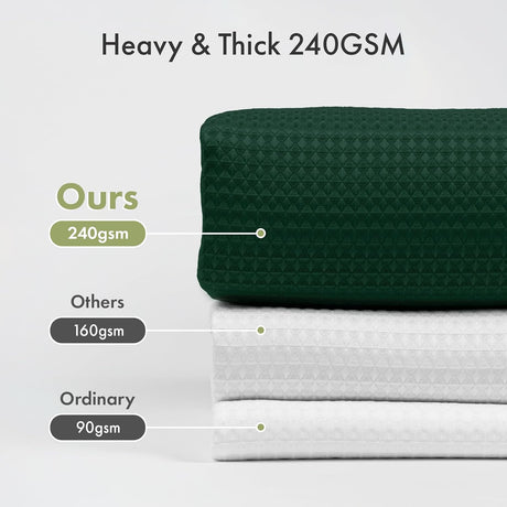 AmazerBath dark green 240 GSM waffle shower curtain.