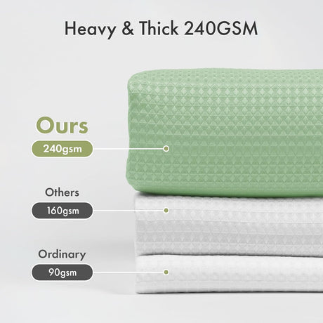AmazerBath mint green 240 GSM waffle shower curtain.