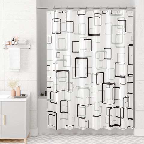 AmazerBath Black and White Lady Back View Shower Curtain Set with 12 Metal Hooks