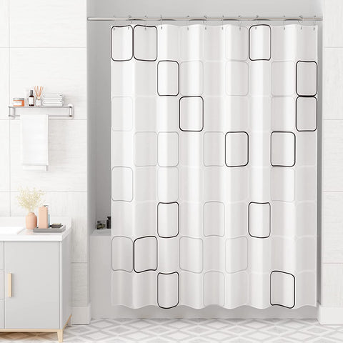 AmazerBath Black and White Lady Back View Shower Curtain Set with 12 Metal Hooks
