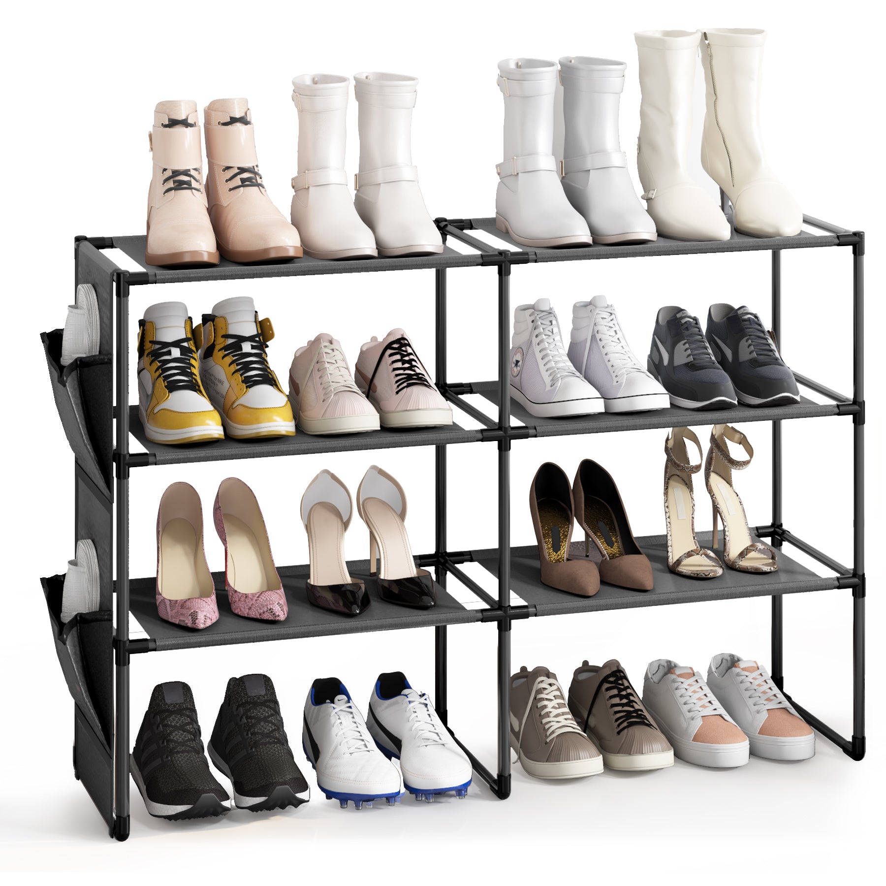 VASAGLE 5-Tier Shoe Rack, Narrow Shoe Organizer, for Closet Entryway, with 4 Fabric Shelves and Top