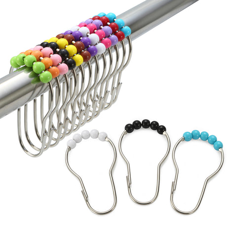 Amazer Stainless Steel Shower Curtain Rings and Hooks for Bathroom-Set of 12