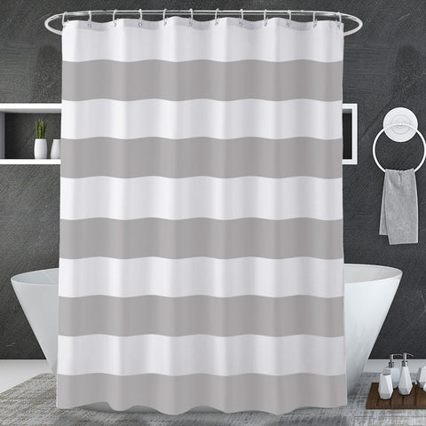AmazerBath Shower Curtain Stripes, Fabric Shower Curtain for Bathroom, with 2 Heavy Stones