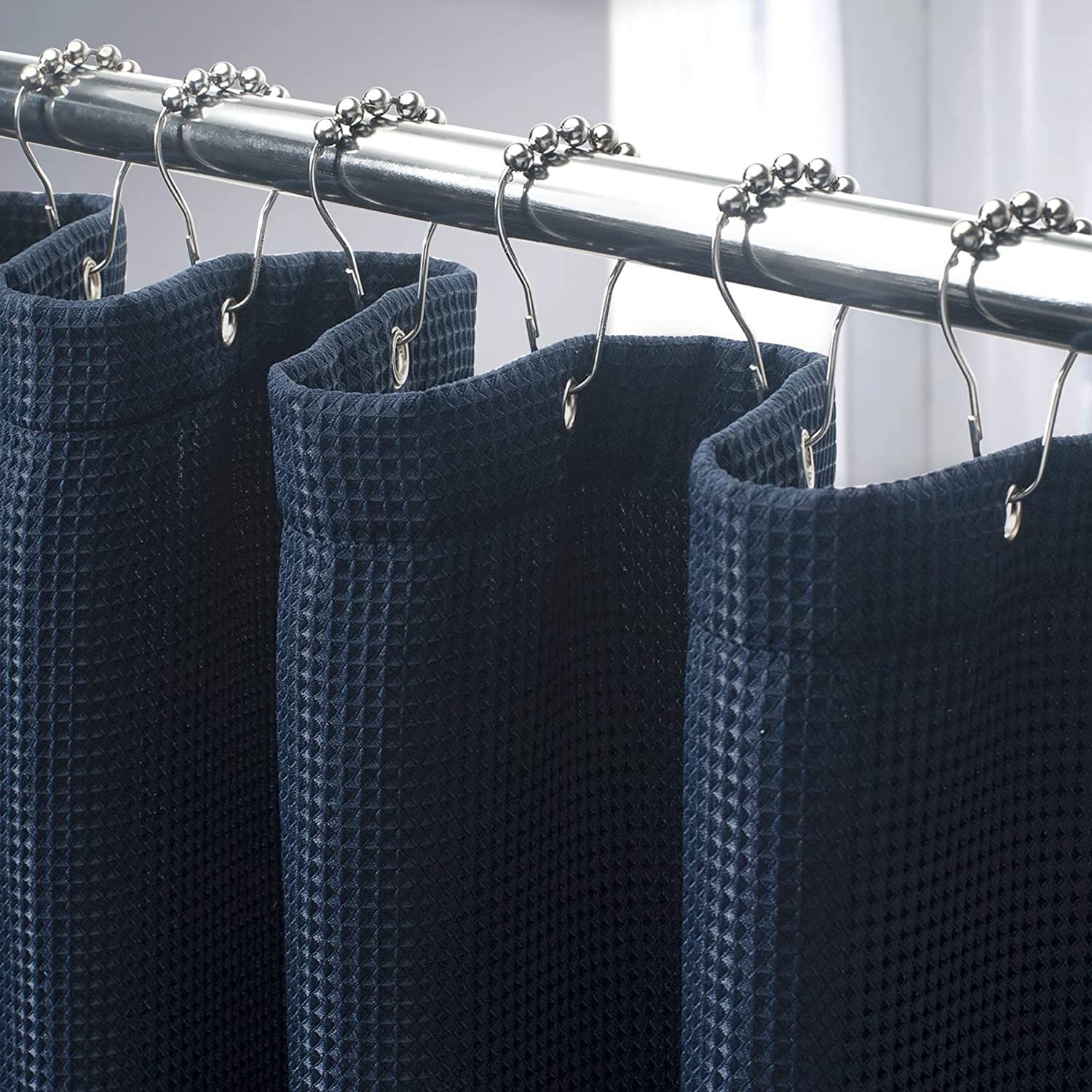 240G Waffle Shower Curtain Blue