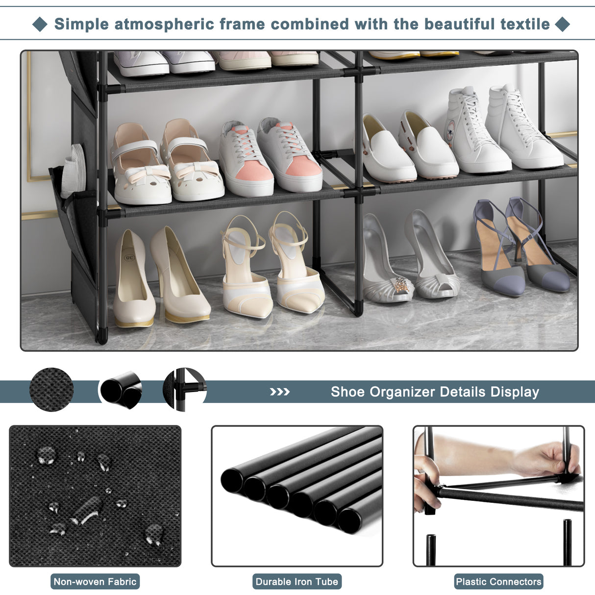 Amazer 4 Tiers Shoe Rack with Removable Pocket, Shoe Storage Organizer –  AmazerBath