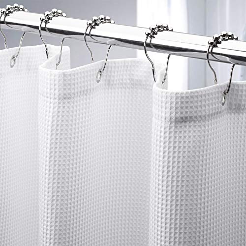 AmazerBath  Waffle Shower Curtain, Heavy Duty Fabric Shower Curtains