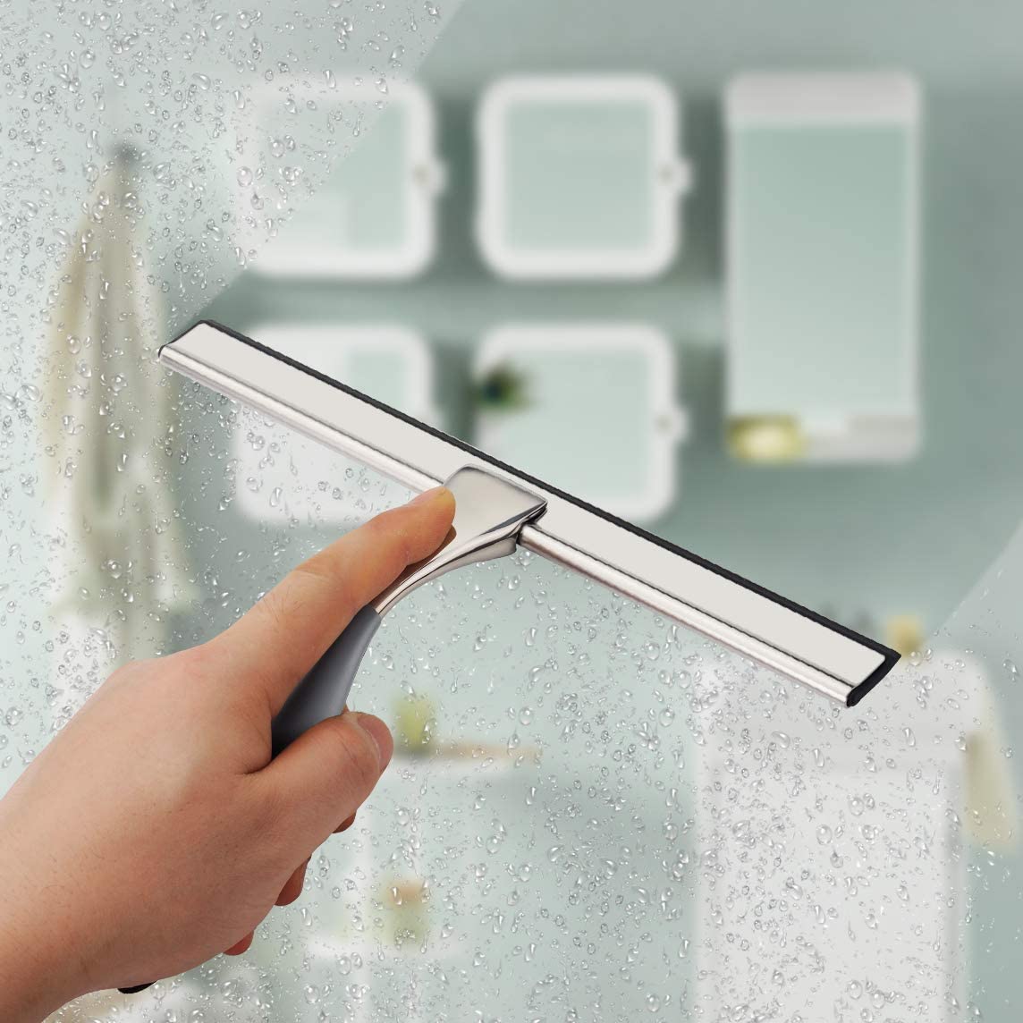Shower Squeegee Stainless Steel Squeegee Shower Cleaner for Shower Doors  Bathroom Window and Car Glass Matching Hooks Holder - AliExpress