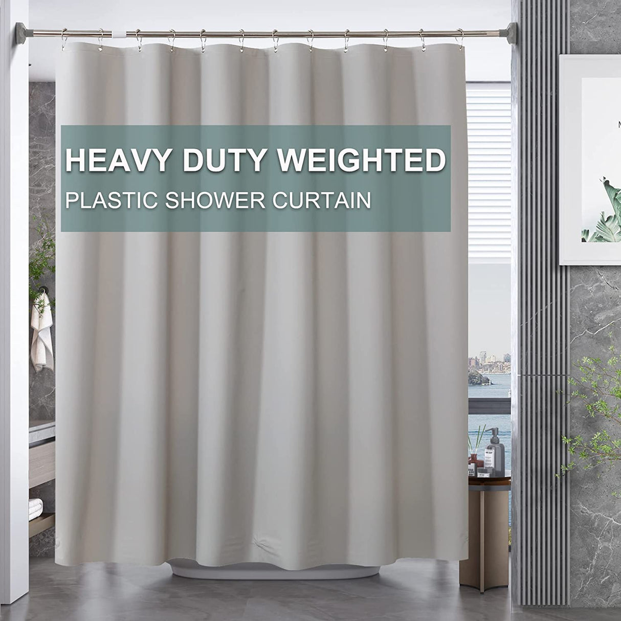 AmazerBath 8G EVA Plastic Shower Curtain Line with Clear Weights and Rustproof Grommet Holes