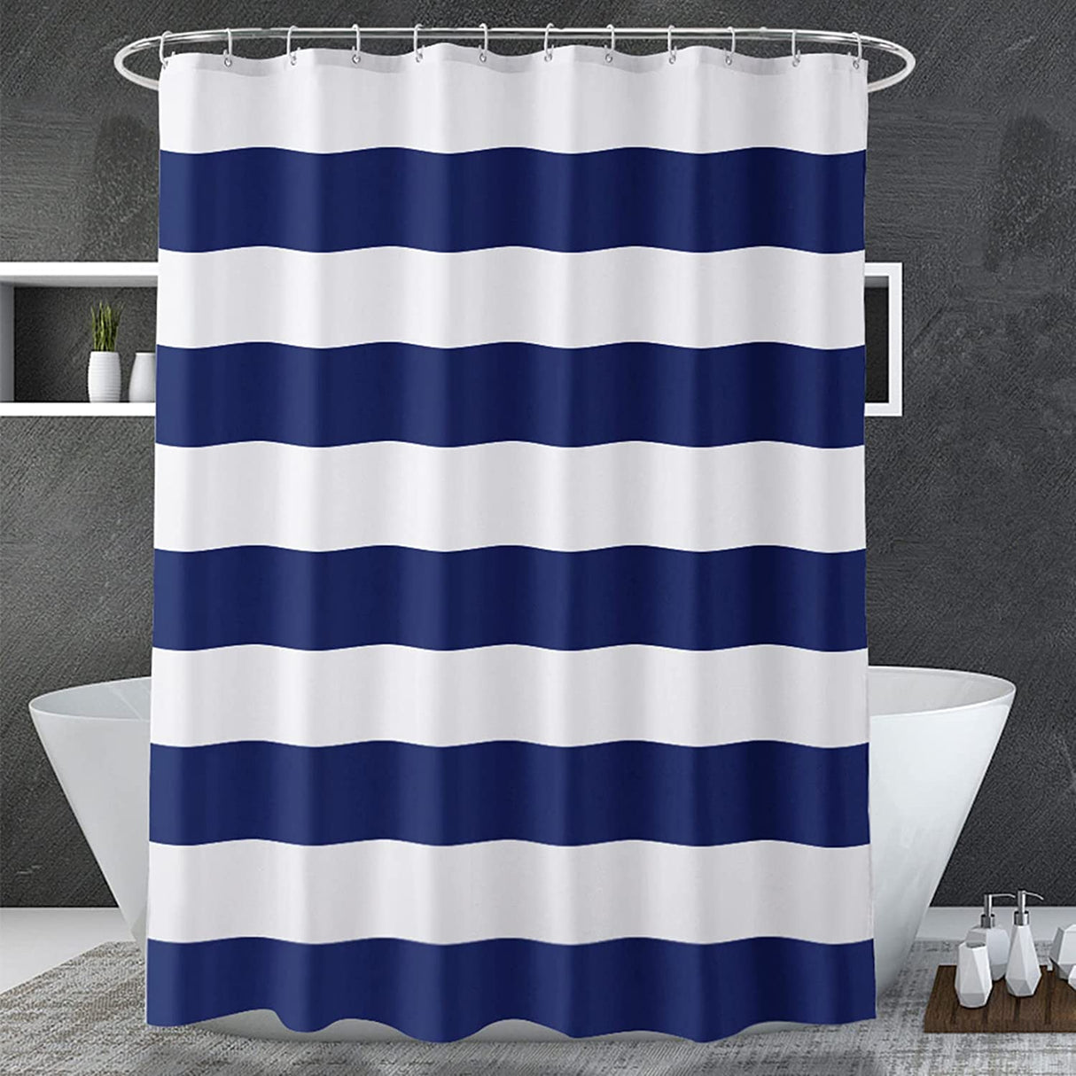 AmazerBath Shower Curtain Stripes, Fabric Shower Curtain for Bathroom