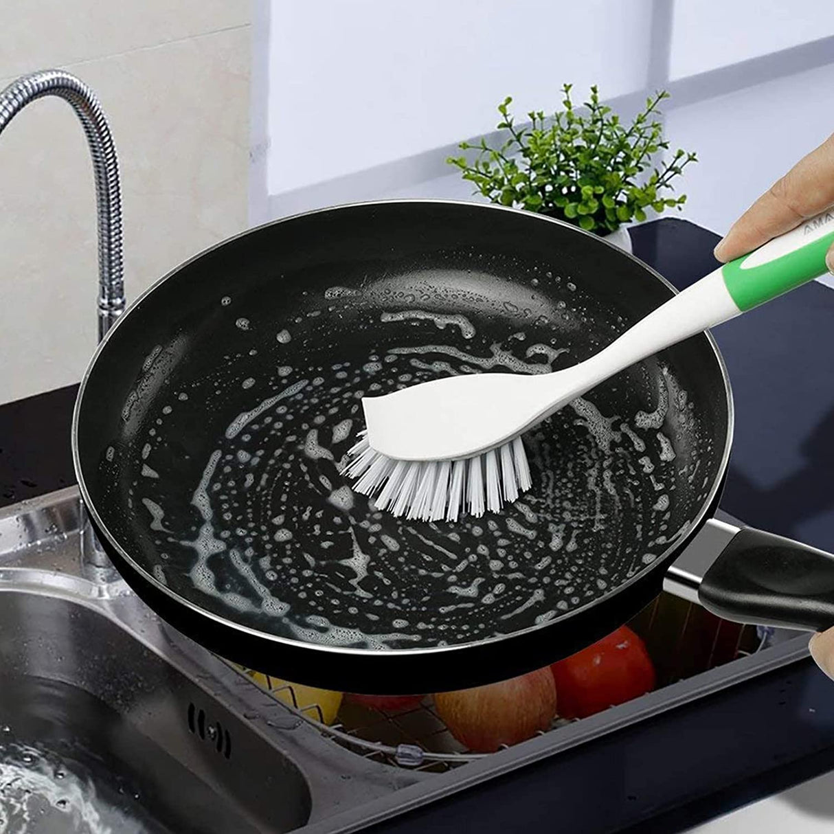 2PK Soap Dispensing Brush Kitchen Dish Cleaning Pot Scrubber