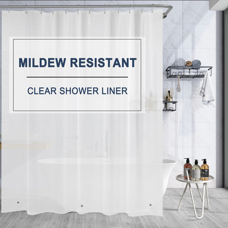 Amazer Clear Shower Curtain Liner, PEVA 5G Shower Curtain Liner for Bathroom