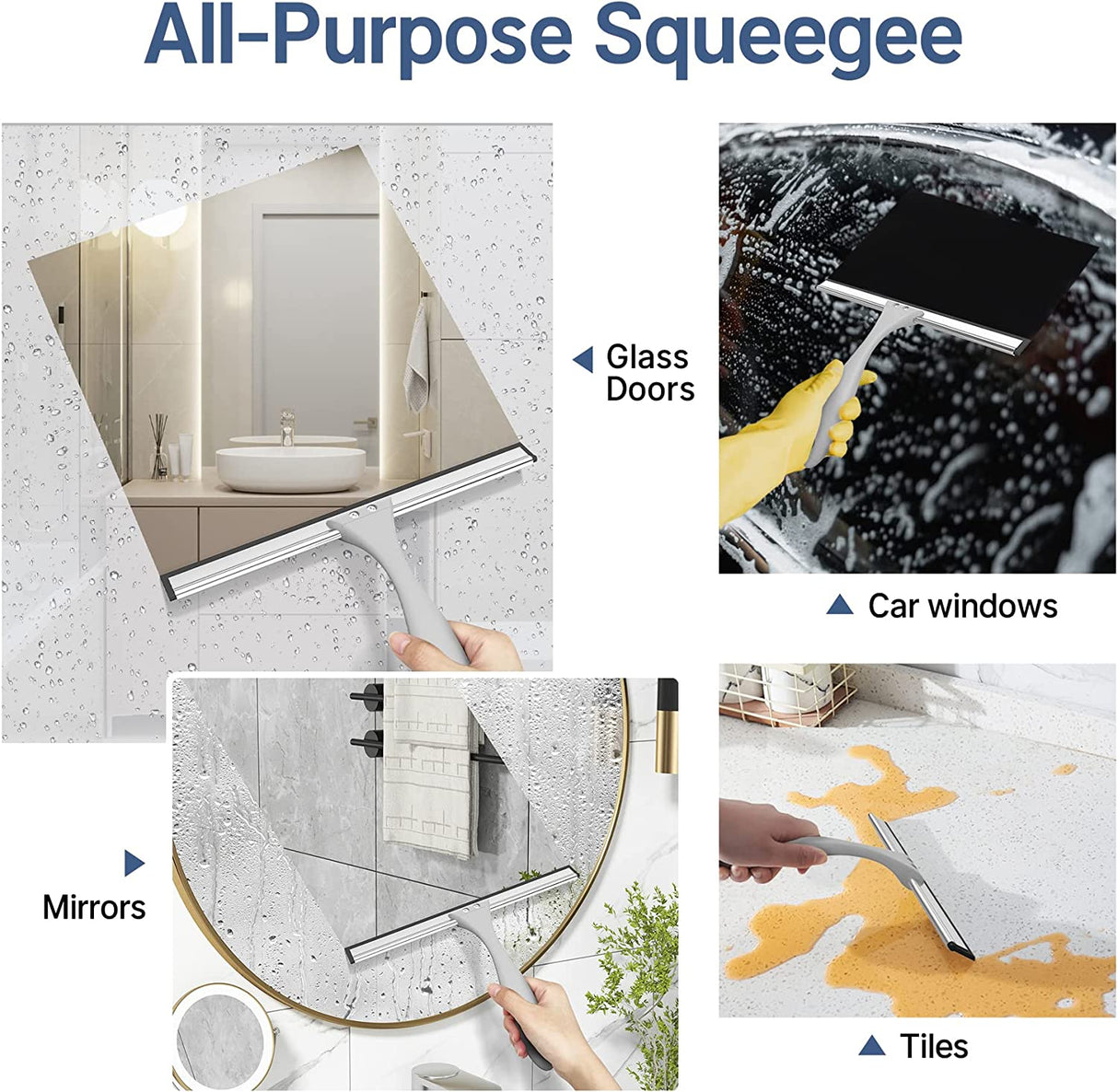 AmazerBath Shower Squeegee, Squeegee for Shower Glass Door, All-Purpose Car  Window Squeegee for Shower Doors Tiles Mirror, Stain