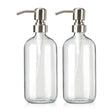 AmazerBath Soap Dispenser, 2 Pack Glass Soap Dispenser with Pump Stainless Steel