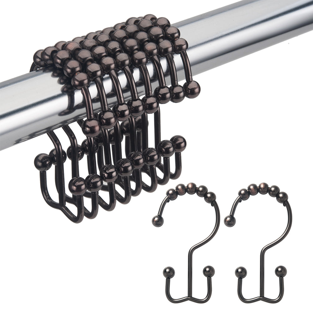 Metal Double Shower Curtain Hooks