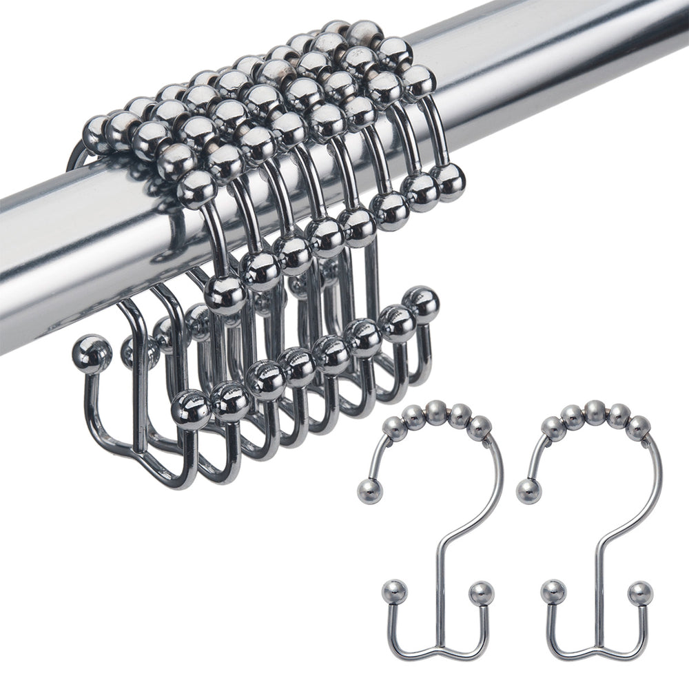 Metal Double Shower Curtain Hooks