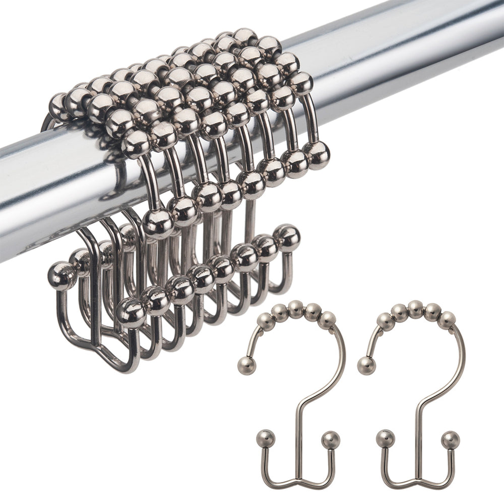 Metal Double Shower Curtain Hooks