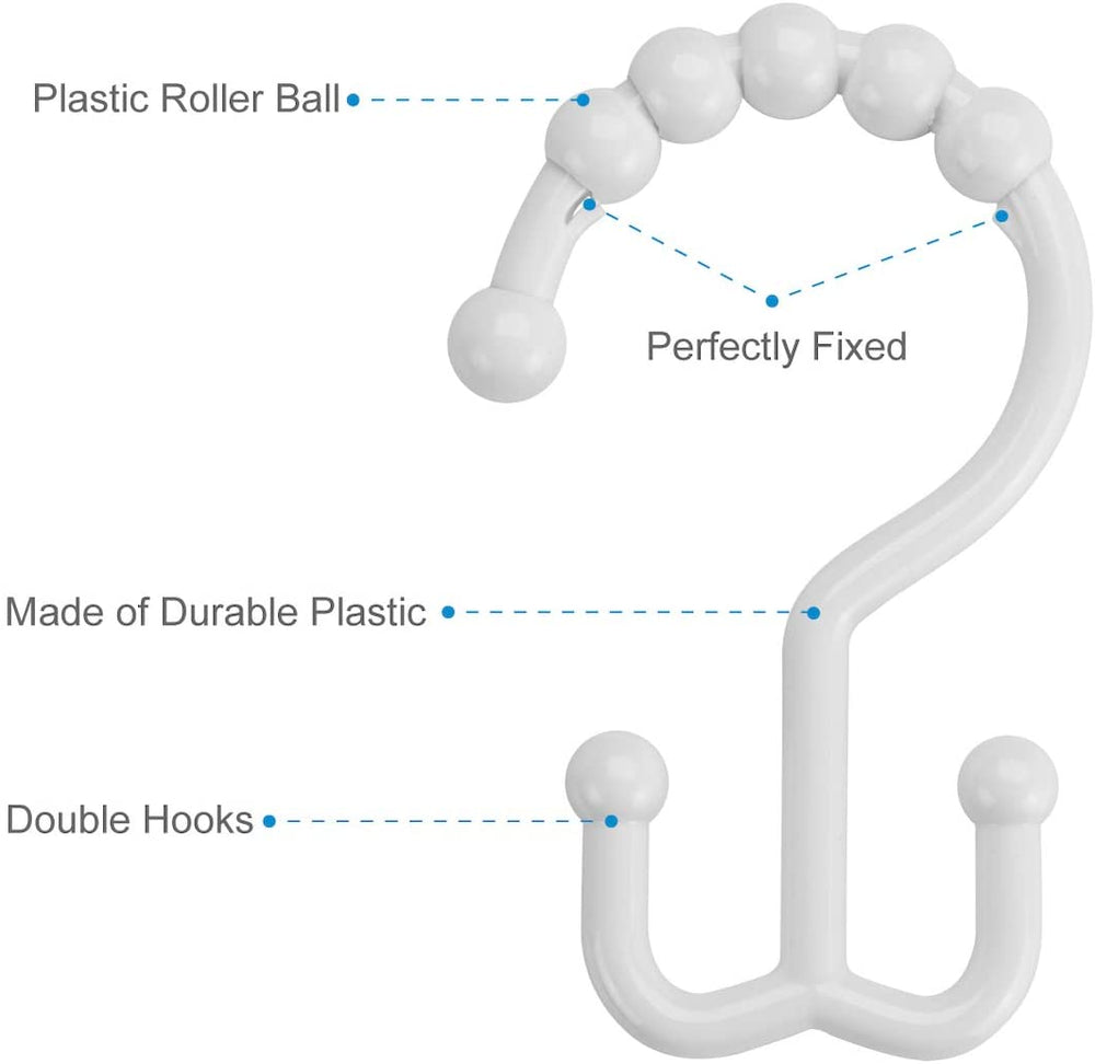 Plastic Double Shower Curtain Hooks