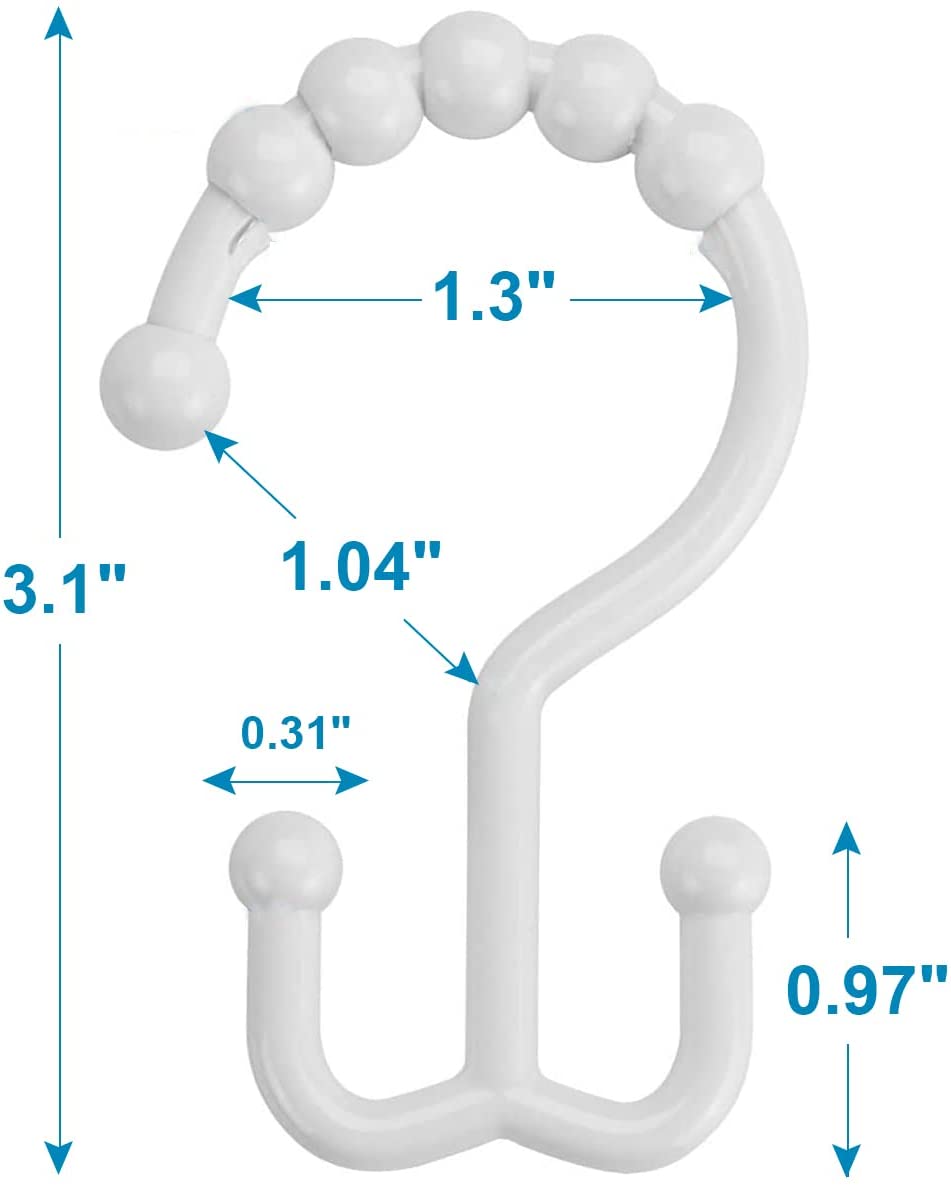 Plastic Double Shower Curtain Hooks