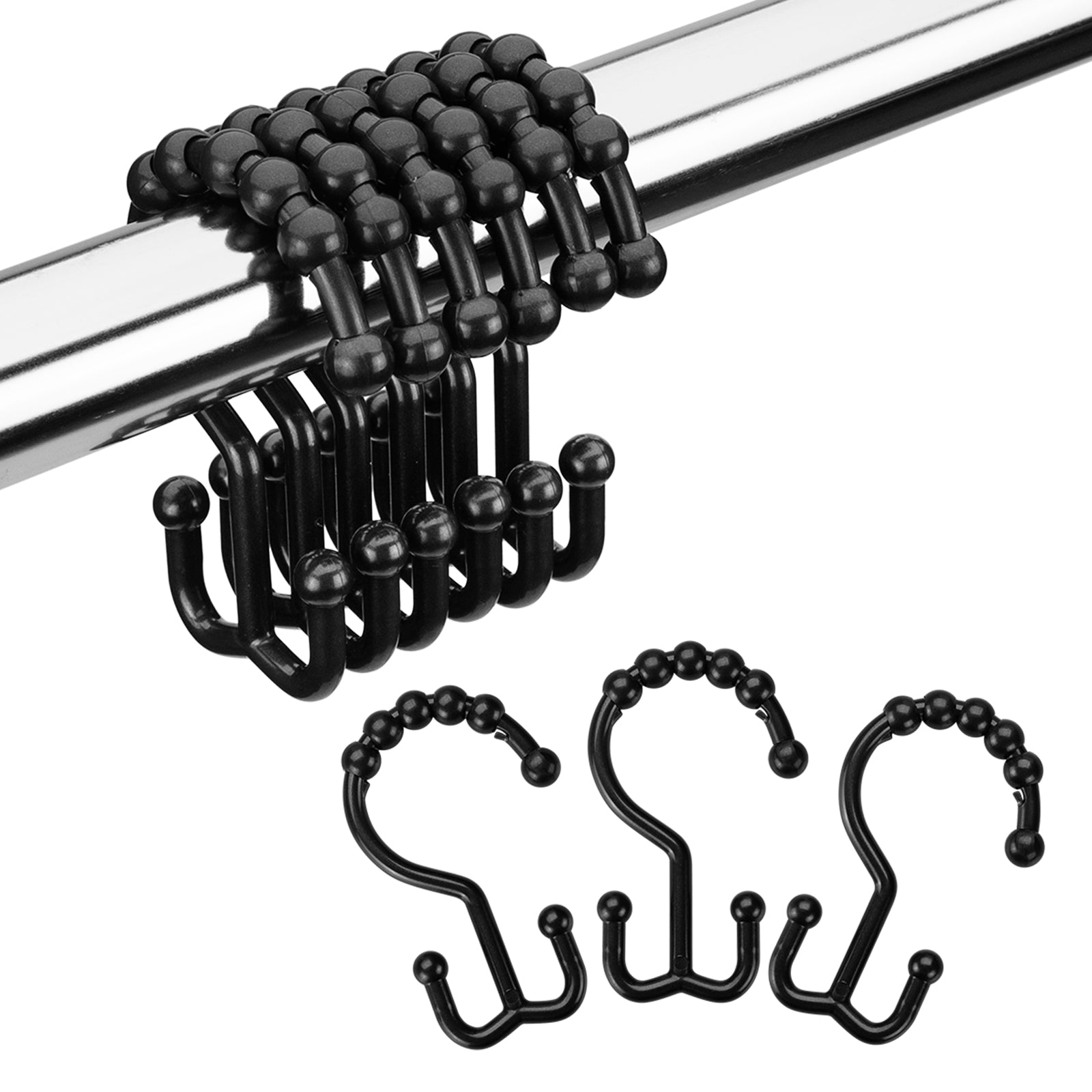 Plastic Double Shower Curtain Hooks
